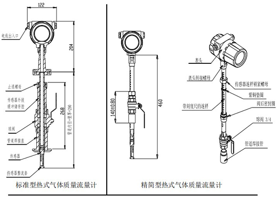 熱式氣體流量計(jì)插入式結(jié)構(gòu)圖